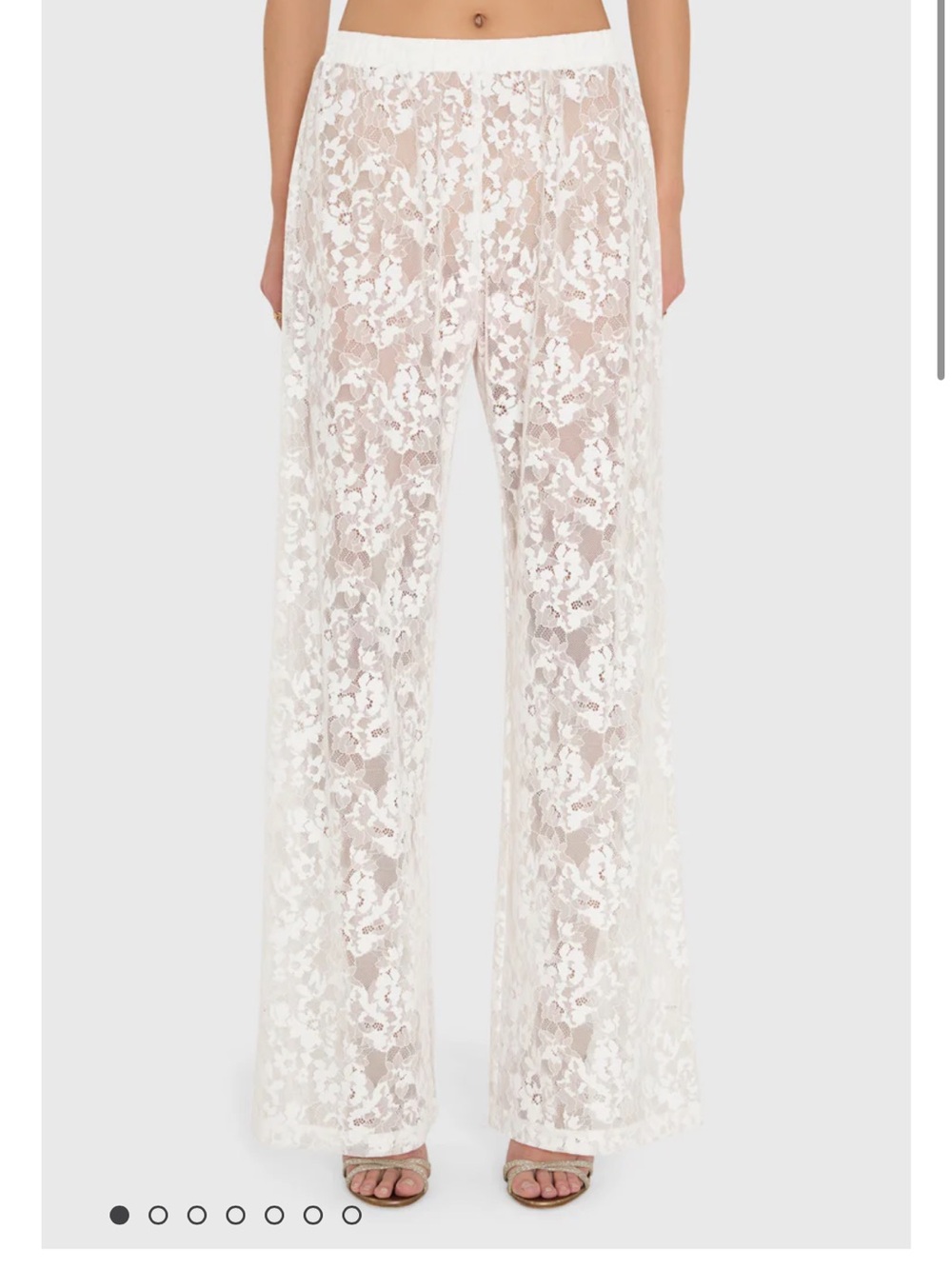 Amanda Uprichard White Sheer Lace Wide-Leg Pants